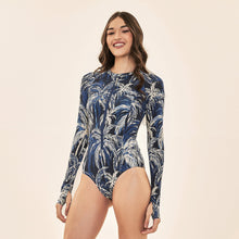 Charger l'image dans la galerie, Image 02: Uv Line Une Pièce Swimsuit Macae Coconut Palms Navy Blue Upf50+
