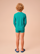 Charger l'image dans la galerie, Model Back: Uv Line T-Shirt Longsleeve Uvpro Kids Green Sea Upf50+
