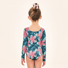 Charger l'image dans la galerie, Model Back: Uv Line Une Pièce Fille Swimsuit Girl Hibiscus Upf50+
