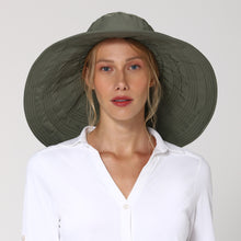 Charger l&#39;image dans la galerie, Model Front: Uv Line Chapeau Souple/Capeline Beverly Hills Verde Militar Upf50+
