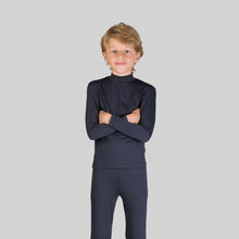 Charger l&#39;image dans la galerie, Model Front: Uv Line T-Shirt Rash Guard Kids High-Neck Black Upf50+
